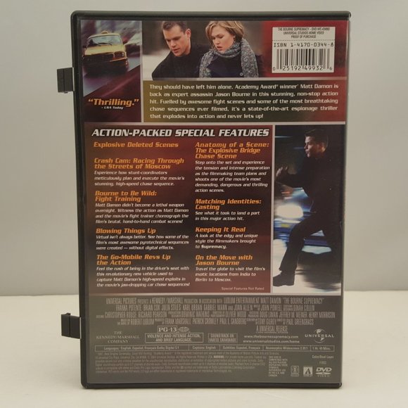 THE BOURNE SUPREMACY DVD Widescreen 2004 USED - Picture 2 of 9